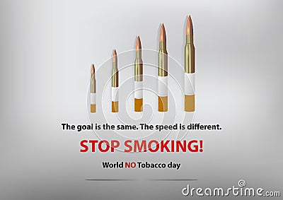 No smoking design. Stop smoking poster with bullets and cigarettes . Vector illustration Stock Photo