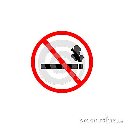 No smoking flat vector prohibition sign with fume Vector Illustration