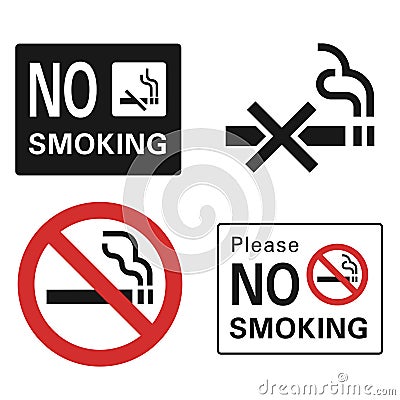 No smoking icon set, simple style Vector Illustration