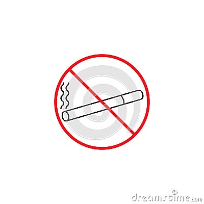 No smoking line icon, red prohibited sign Vector Illustration