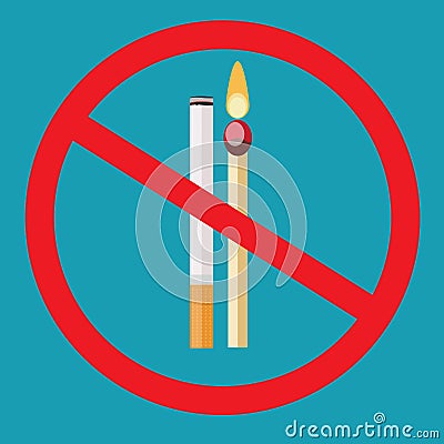 No smoking, No open flame- Fire, open ignition source and smoking prohibited signs Vector Illustration
