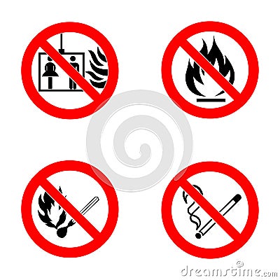 No smoking, No open flame, no matches, no lift. Vector Illustration