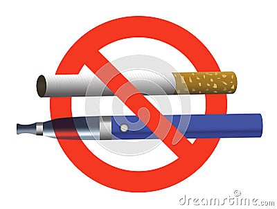No smoking no vaping sign ban cigarette and electronic cigarette Vector Illustration