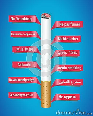 No smoking poster in different languages Vector Illustration