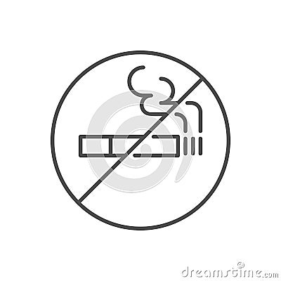 No smoking prohibition sign related vector thin line icon. Vector Illustration