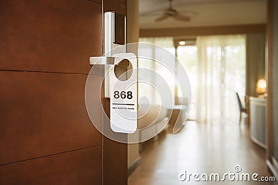 No smoking sign on a hotel room electronic door lock Stock Photo