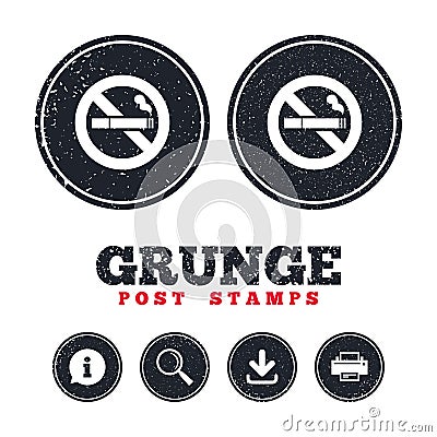 No Smoking sign icon. Cigarette symbol. Vector Illustration