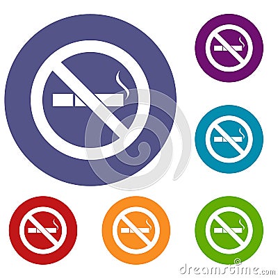 No smoking sign icons set Vector Illustration