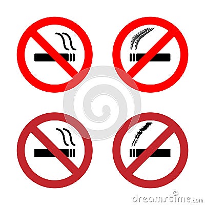 No smoking sign icons set Vector Illustration