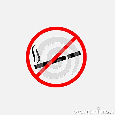 No smoking sign. No smoke icon. Stop smoking symbol. Vector illustration. Filter-tipped cigarette. Icon for public places Vector Illustration