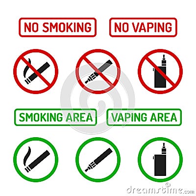 No smoking signs set Vector Illustration