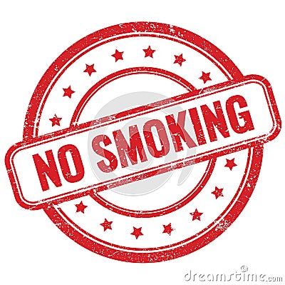 NO SMOKING text on red grungy round rubber stamp Stock Photo