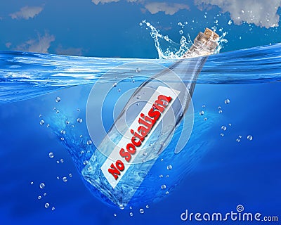 No Socialism Message in a Bottle Stock Photo