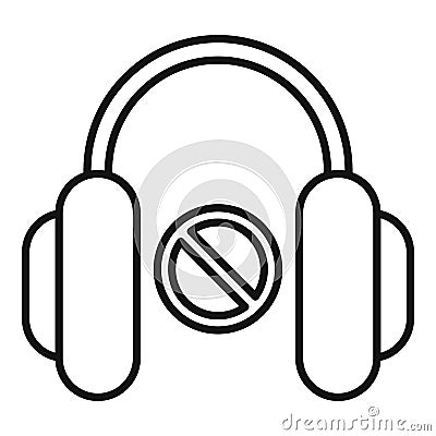 No sound headphones icon, outline style Vector Illustration