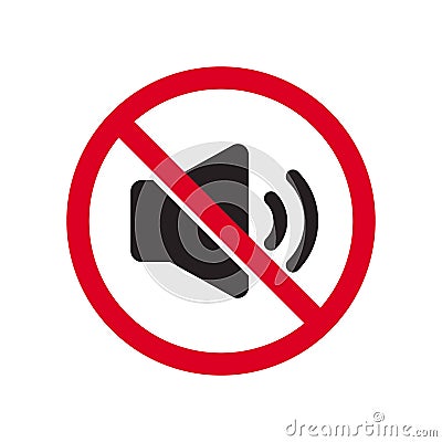 No Sound Icon, No Noise, Mute Button, Keep Your Volume Lower, Silence Icon, Speaker Icon, Megaphone Symbol, Turn Off Button With Vector Illustration