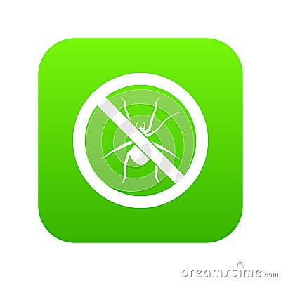 No spider sign icon digital green Vector Illustration