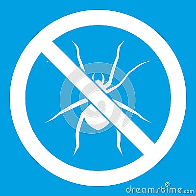 No spider sign icon white Vector Illustration