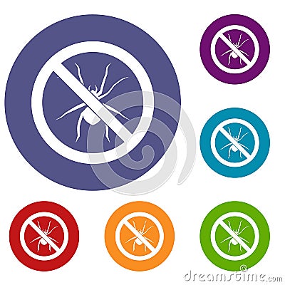 No spider sign icons set Vector Illustration