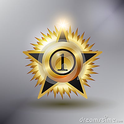 No 1 Star Medal Vector Illustration