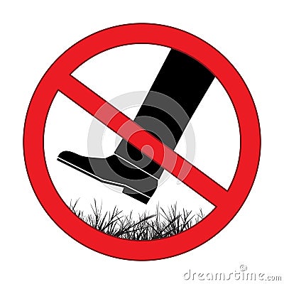 No step on the lawn grass prohibition sign. Keep off the grass symbol vector Vector Illustration