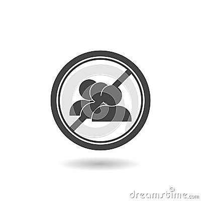 No or Stop. Queue icon. People waiting sign with shadow Vector Illustration