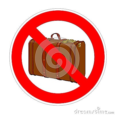 No suitecase, hand baggage, luggage forbidden sign, red prohibition symbol Stock Photo