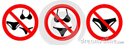 No swim wear, please dress in shop / please remove swimsuit Vector Illustration