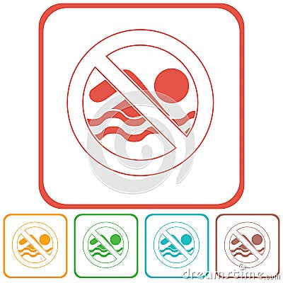 No swimming prohibition sign icon Vector Illustration