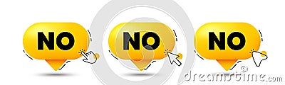 No tag. Negative answer text. Click here buttons. Vector Vector Illustration