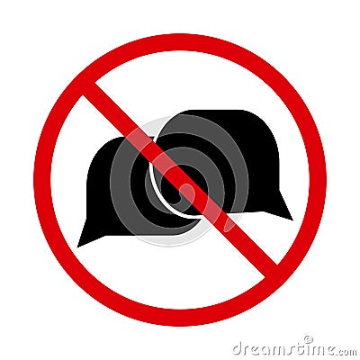 No talking icon, speaking sign. Vector Cartoon Illustration