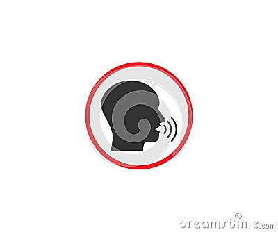 No talking, quiet, silence icon. Vector illustration, flat design Cartoon Illustration