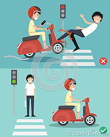 No texting, no talking. Right and wrong ways Vector Illustration