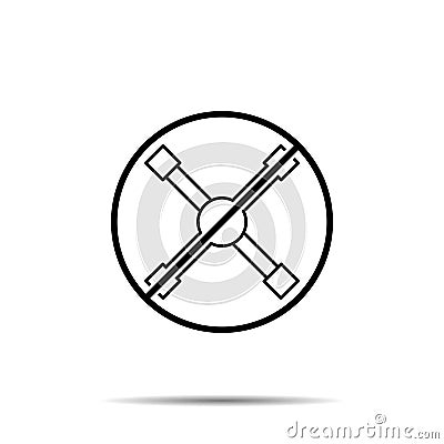 No tire iron, maintenance icon. Simple thin line, outline vector of construction tools ban, prohibition, forbiddance icons for ui Stock Photo