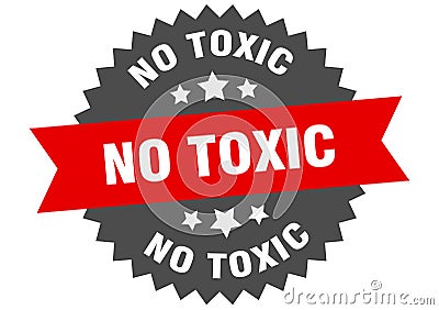 no toxic sign. no toxic round isolated ribbon label. Vector Illustration