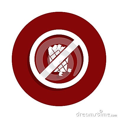 No trash bin, prohibited sign icon in badge style. One of Decline collection icon can be used for UI, UX Stock Photo