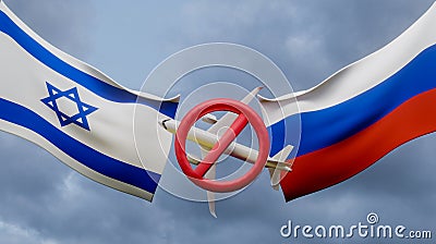 No travel by plane closed sky between Israel and Russia, Air travel banned between Israel and Russia, sanctions on Russian flights Cartoon Illustration