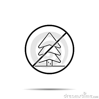 No tree, larch icon. Simple thin line, outline vector of tree ban, prohibition, embargo, interdict, forbiddance icons for ui and Stock Photo