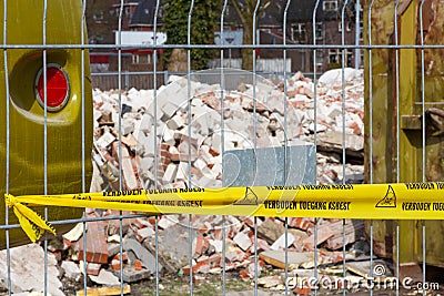 No Trespassing tape for asbestos in dutch Stock Photo