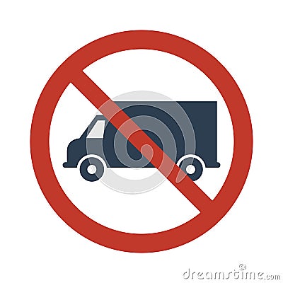 No truck or no parking sign Cartoon Illustration