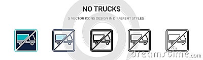 No trucks icon in filled, thin line, outline and stroke style. Vector illustration of two colored and black no trucks vector icons Vector Illustration