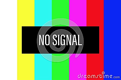 No tv signal screen. color test vector. television broken background. retro technical bars. malfunction pattern. difficulties Stock Photo