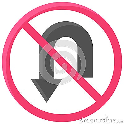 No U turn icon, prohibition sign vector illustration Vector Illustration