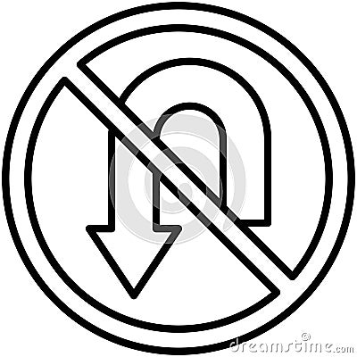 No U turn icon, prohibition sign vector illustration Vector Illustration