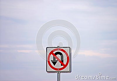 No U-turn Sign Stock Photo