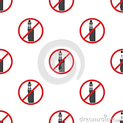 No vaping sign seamless pattern. Vape prohibited. Cartoon flat style. Vector Illustration