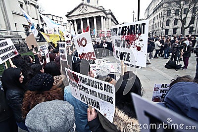 No war In Syria protestation in London Editorial Stock Photo