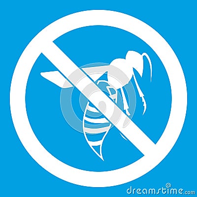 No wasp sign icon white Vector Illustration