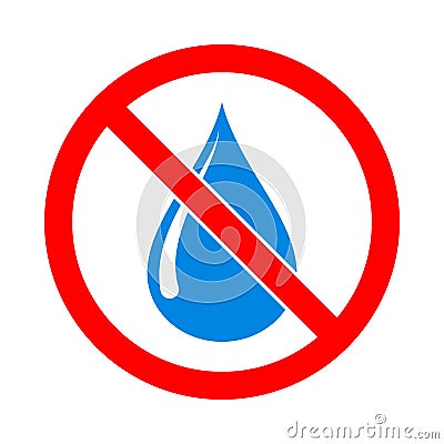 No water sign. Water drop forbidden sign Cartoon Illustration