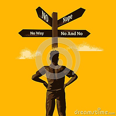 No Way Forward For You Businessman At Corssroads Vector Illustration
