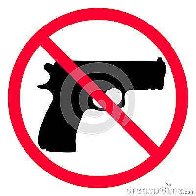 No weapon sign. Sign prohibited gun. Sign forbidden weapons. No guns allowed sign. Weapons banned. Vector Illustration